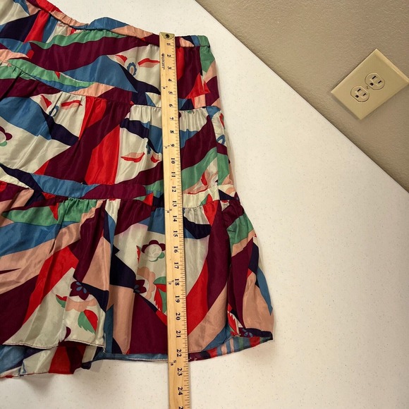 Marc Jacobs Women's Silk Blend Tiered Abstract A-Line Skirt Multicolor Size 6 - Picture 8 of 11